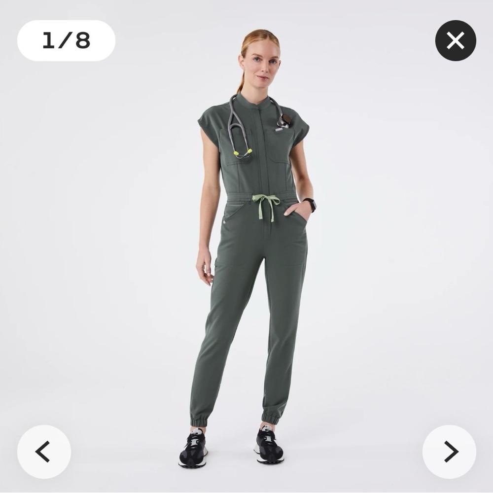 Figs Rafaela Cargo scrub jumpsuit Small Bonsai